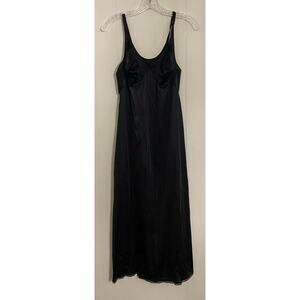 Vintage Vanity Fair USA Black Slip Nightie Dress Sheer Cups 32" Bust‎ Adj Straps